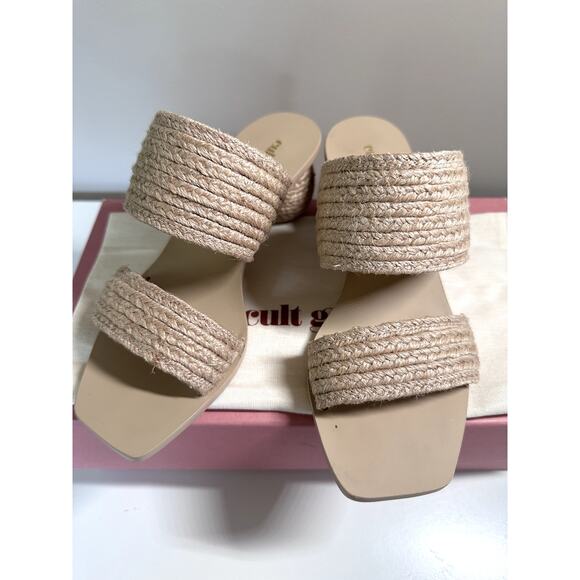 $428 Cult Gaia Jila Sandals Sphere Heel in Natural Open Toe Slide Style Sz 6 - Picture 2 of 9